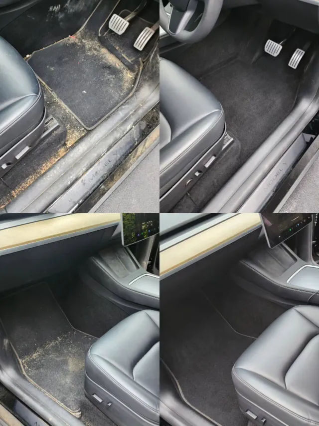 ⚡ This Tesla Model Y came in with an interior full of loose tobacco, built-up dirt, and lingering odours. After a thorough deep clean, the transformation speaks for itself. 💎

✅ Full interior blowout vacuum including mats, seats, boot & crevices
✅ Loose tobacco and built-up dirt removed throughout the cabin
✅ Interior surfaces deep cleaned & sanitised
✅ Carpets and floor mats thoroughly cleaned
✅ Interior & exterior windows streak-free finish
✅ Deodorised interior for a fresh finish
✅ Foam pre-wash & contact wash
✅ Wheels & tyres cleaned & dressed

A complete interior revival that left this Model Y feeling fresh, clean, and ready to be enjoyed again. ✨

📩 DM us or call **0468 337 729** to book your detail today.

#PBXDetailing #CarDetailing #MarsdenPark #TeslaModelY #InteriorDetailing